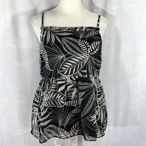 NWOT Banana Republic Black and Cream Palm Print Dressy Cami Tank Top Siz…